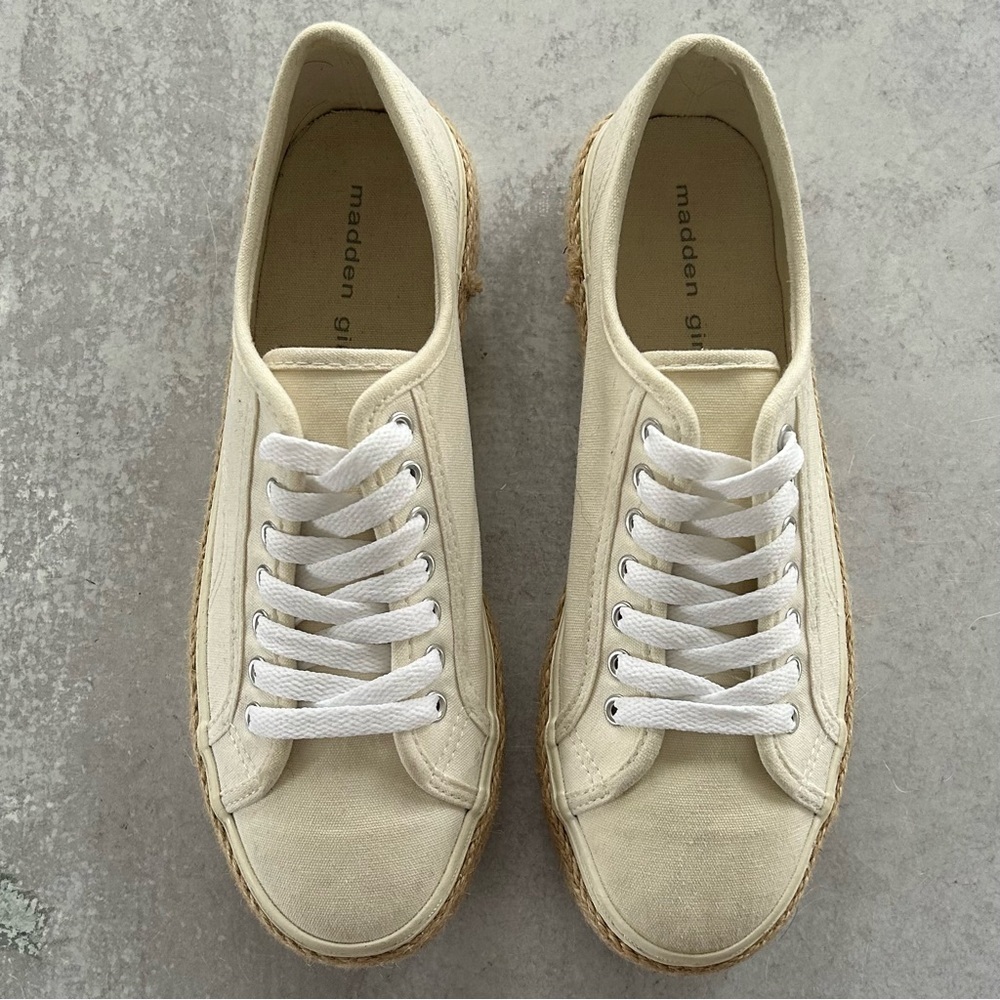 Steve Madden Girl Ariaa Flatform Espadrille Sneakers in Off White, 7.5 - Picture 8 of 9
